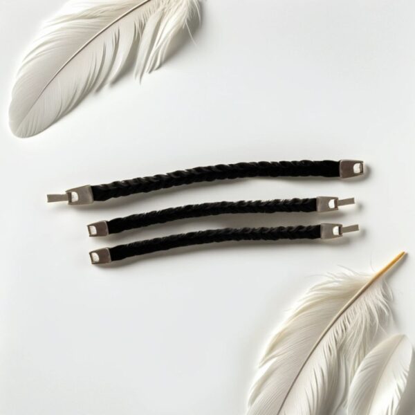 Pulsera de cuero negro trenzada -