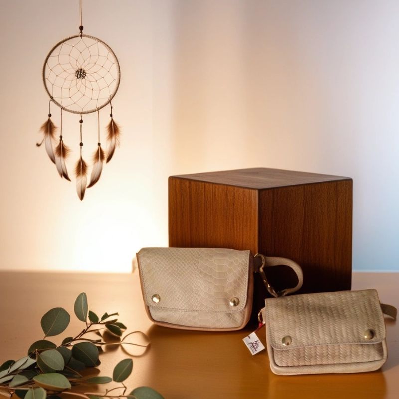 bolsos de cuero beige